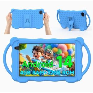 Android 14 Tablet with Blue Protective Case